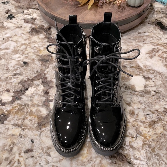 Michael Kors Patent Combat Boots Size 7 - Picture 2 of 3